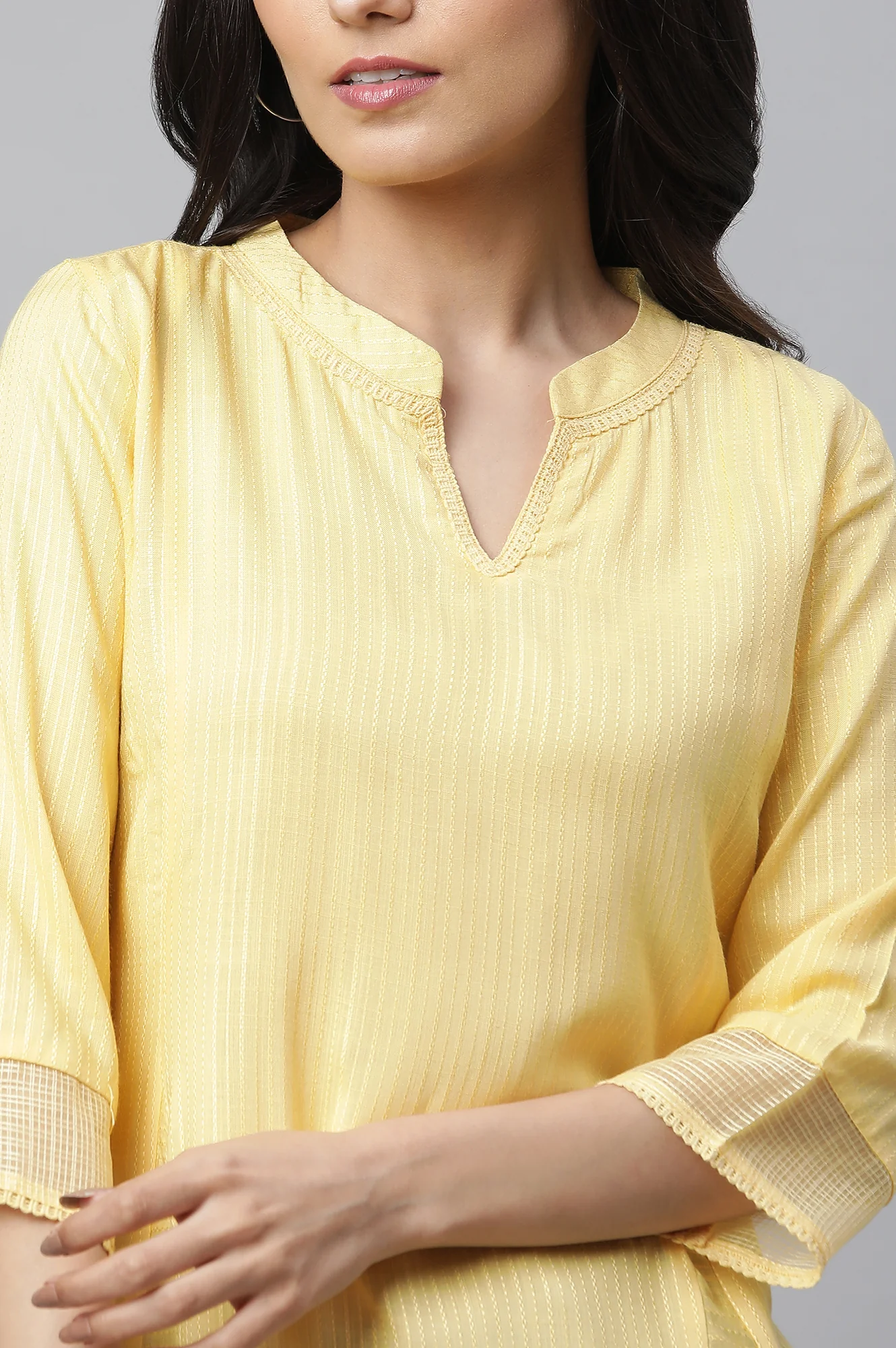 Yellow Panelled Western Aurelia Kurti - Image 6