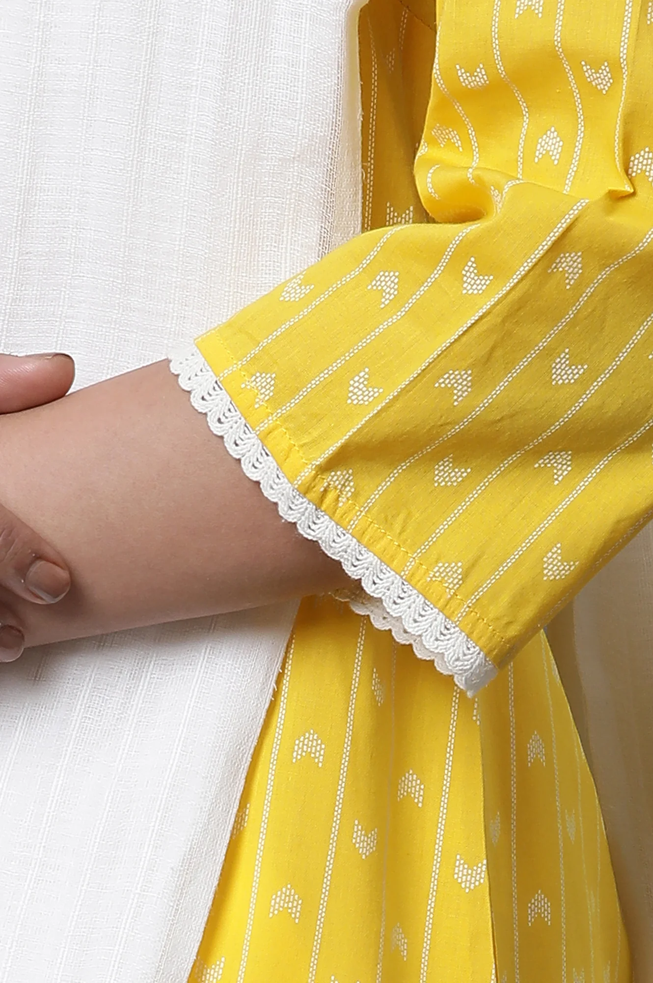 Yellow Printed Kurta, Trousers and Dupatta Set - Image 7