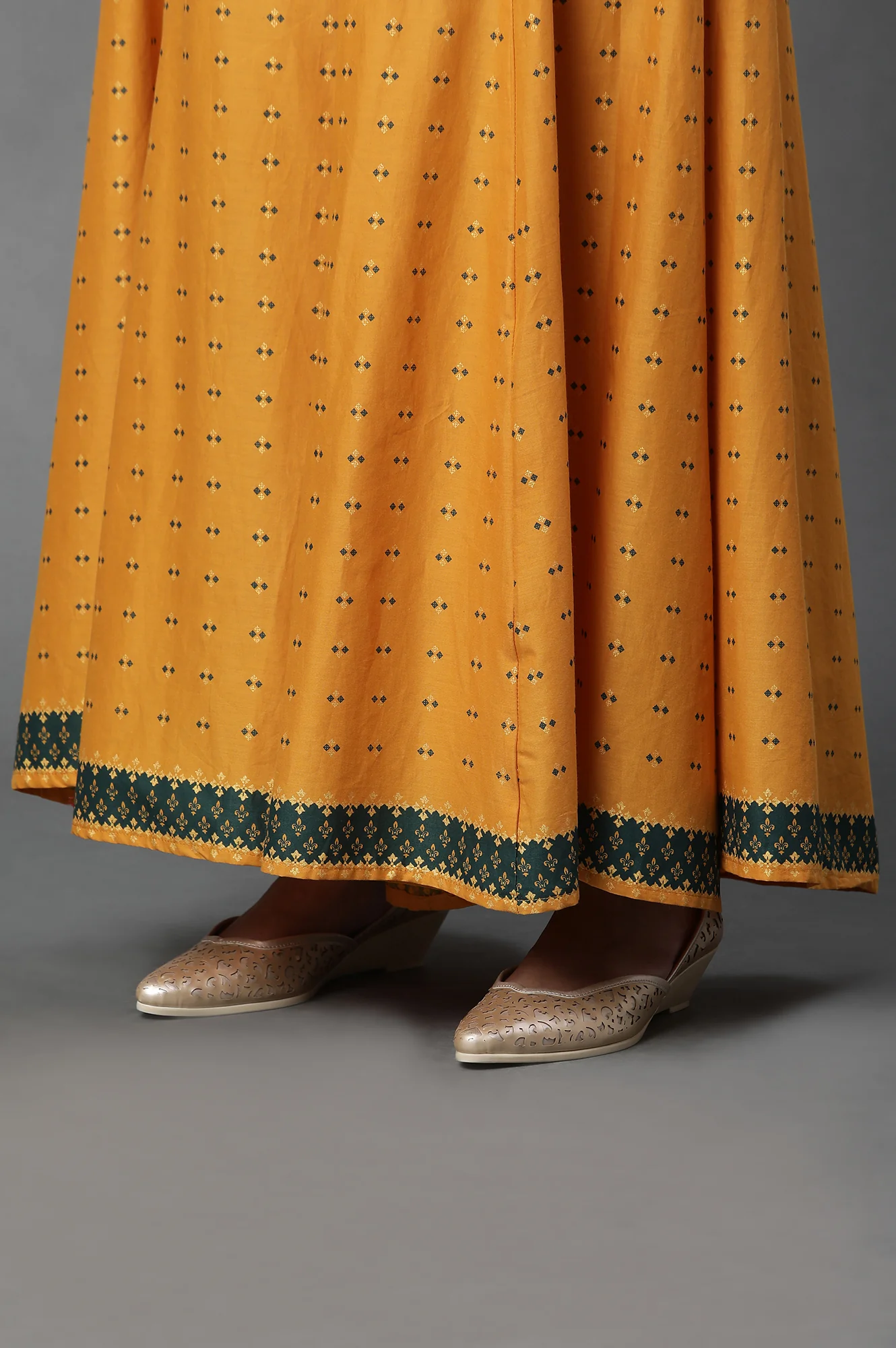Yellow Printed Semi-Flared Palazzo Pants - Image 8