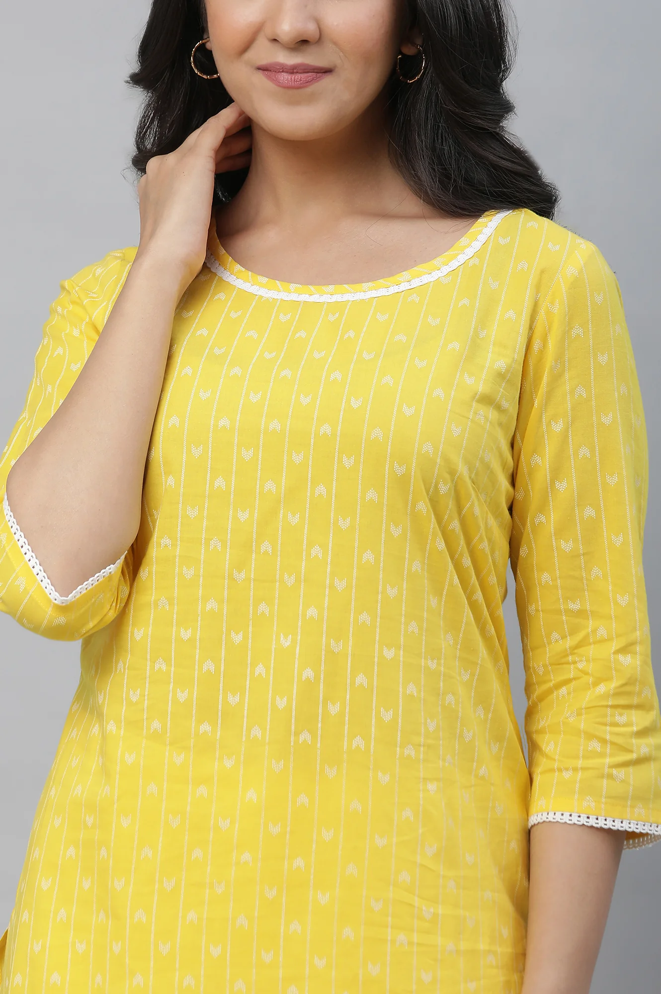 Yellow Printed Straight Kurta - Image 7