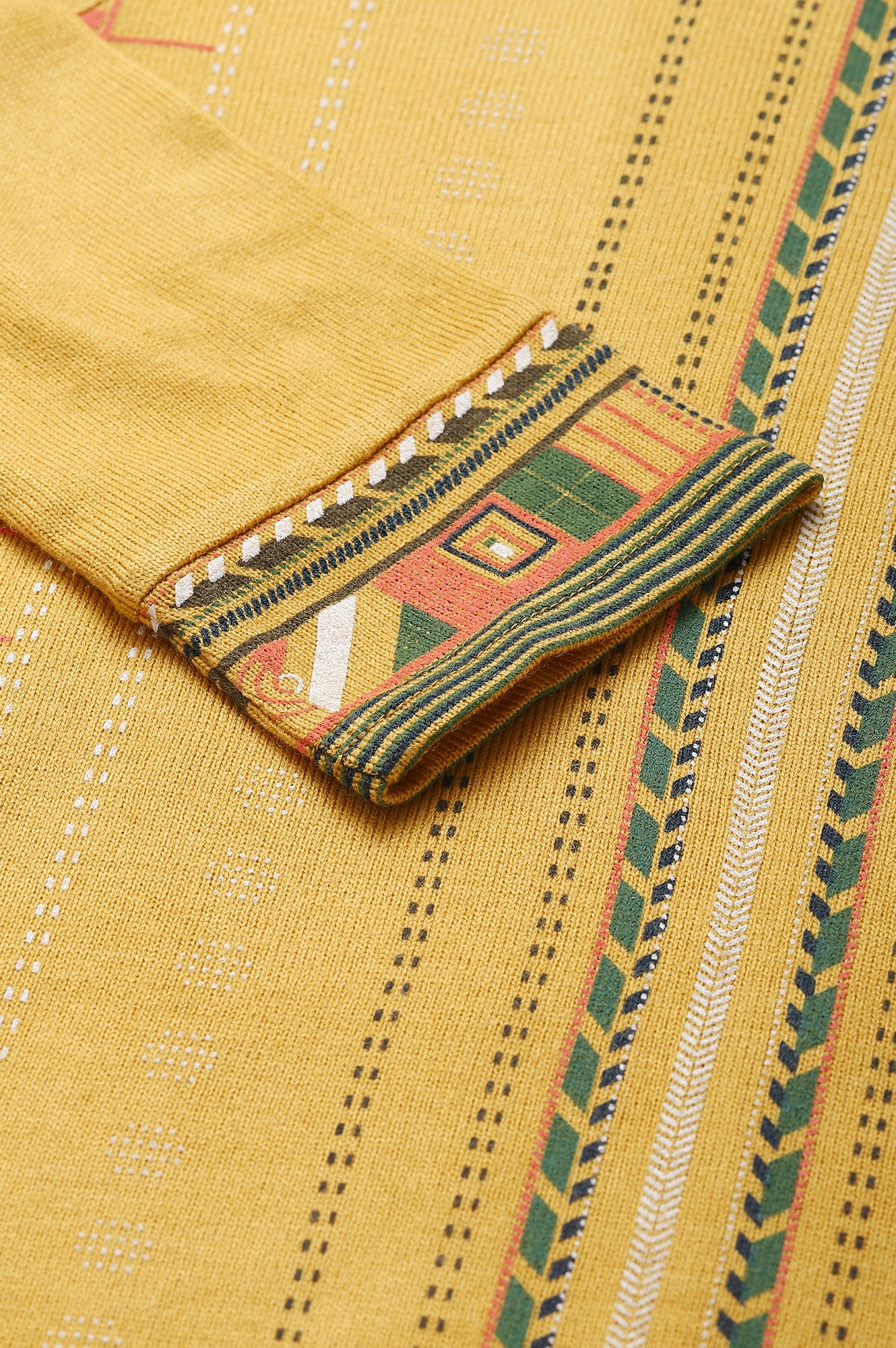Yellow Printed Winter kurta with Straight Palazzos - Image 8