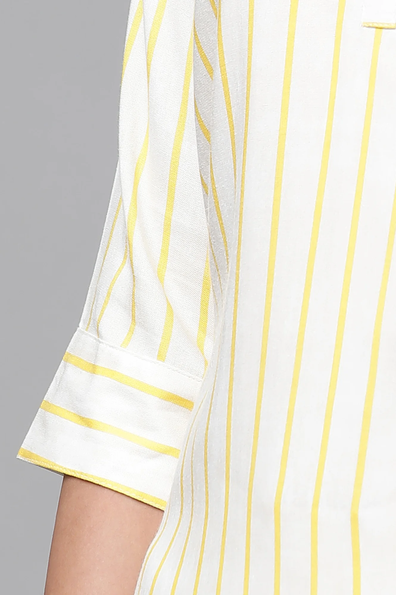 Yellow Stripe Printed Short Kurti - Image 7