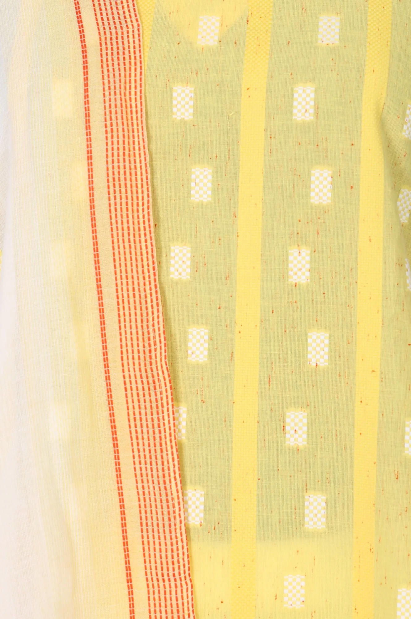 Yellow Textured Cotton Sleeveless Straight Kurta with Palazzos and Striped Dupatta Set - Image 2