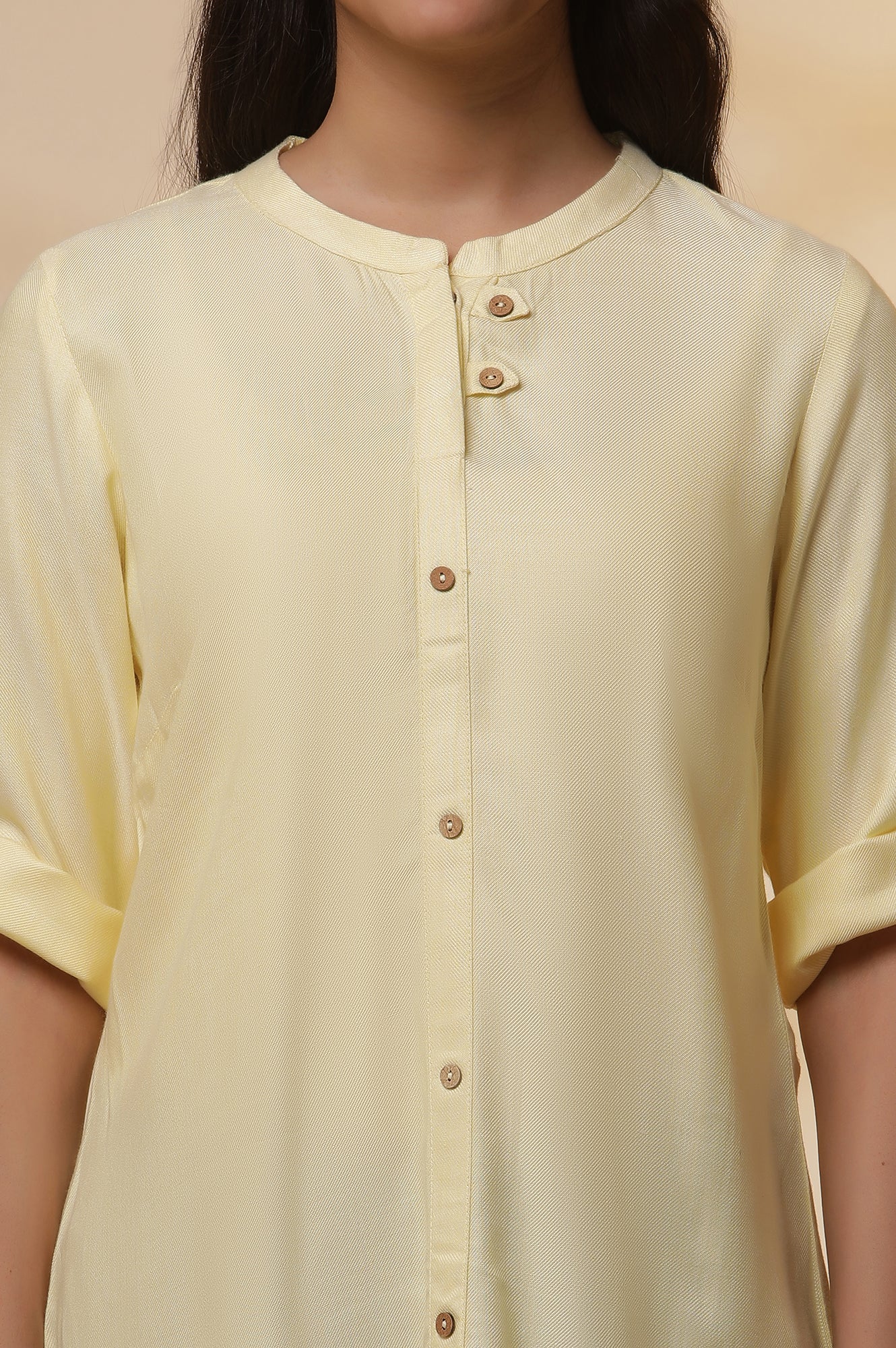 Yellow Yarn-Dyed Summer Top and Denim Jeggings Set - Image 6