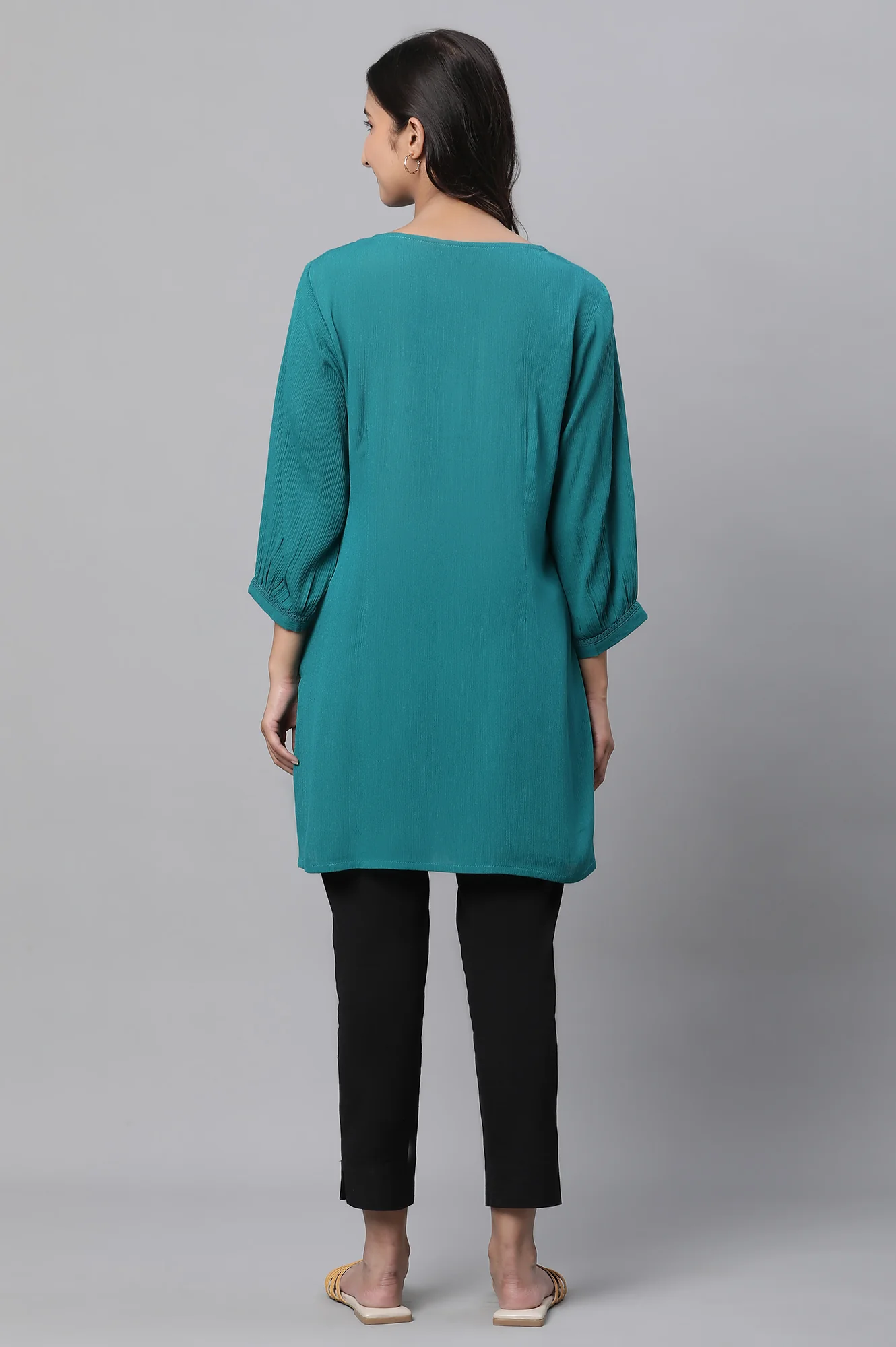 Yellow Zari Embroidered Kurti - Image 4
